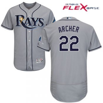 Men's Tampa Bay Rays #22 Chris Archer Gray Road Stitched MLB Majestic Flex Base Jersey