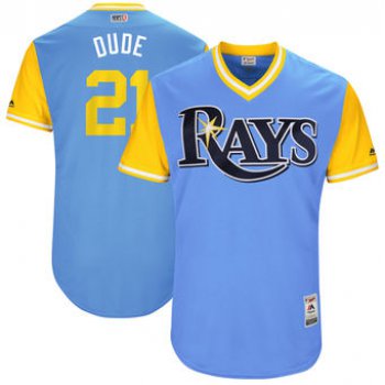 Men's Tampa Bay Rays Lucas Duda Dude Majestic Light Blue 2017 Players Weekend Authentic Jersey