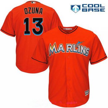 Miami Marlins #13 Marcell Ozuna Orange Alternate Stitched MLB Majestic Cool Base Jersey