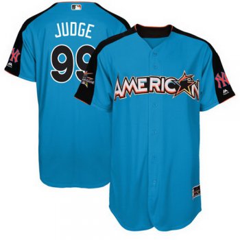 Men's American League New York Yankees #99 Aaron Judge Majestic Blue 2017 MLB All-Star Game Authentic Home Run Derby Jersey