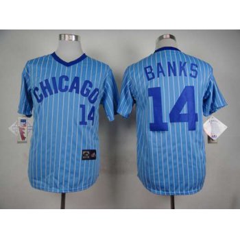 Men's Chicago Cubs #14 Ernie Banks 1988 Light Blue Majestic Jersey