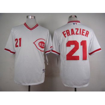 Men's Cincinnati Reds #21 Todd Frazier 1990 White Pullover Jersey