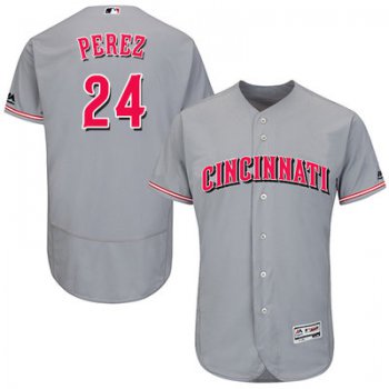 Men's Cincinnati Reds #24 Tony Perez Grey Flexbase Authentic Collection Stitched MLB Jersey