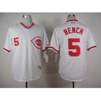 Men's Cincinnati Reds #5 Johnny Bench 1990 White Pullover Jersey
