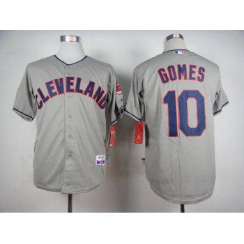 Men's Cleveland Indians #10 Yan Gomes Gray Jersey
