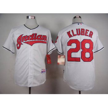 Men's Cleveland Indians #28 Corey Kluber White Jersey