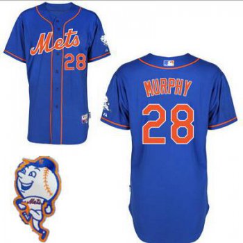 Men's New York Mets #28 Daniel Murphy Blue Jersey W/2015 Mr. Met Patch