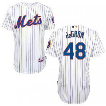 Men's New York Mets #48 Jacob DeGrom White Pinstripe Jersey