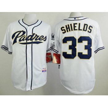 Men's San Diego Padres #33 James Shields White Jersey