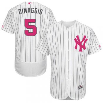 New York Yankees #5 Joe DiMaggio White Strip Flexbase Authentic Collection 2016 Mother's Day Stitched MLB Jersey