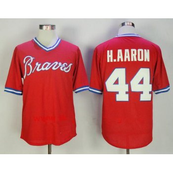 Men's Atlanta Braves #44 Hank Aaron Red 1980 Throwback Mesh Batting Practice Stitched MLB Mitchell & Ness Jersey