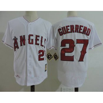 Men's California Angels #27 Vladimir Guerrero White 2004 Throwback Cooperstown Collection Stitched MLB Mitchell & Ness Jersey