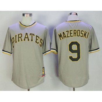 Men's Pittsburgh Pirates #9 Bill Mazeroski Gray Pullover Stitched MLB Majestic Cooperstown Collection Jersey