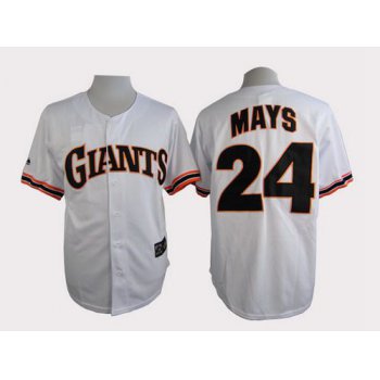 Men's San Francisco Giants #24 Willie Mays 1989 Turn Back The Clock White Throwback Jersey