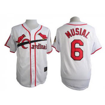 Men's St. Louis Cardinals #6 Stan Musial White 75TH Majestic Throwback Jersey