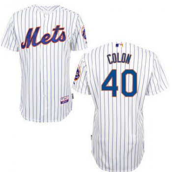 New York Mets #40 Bartolo Colon White Pinstripe Jersey