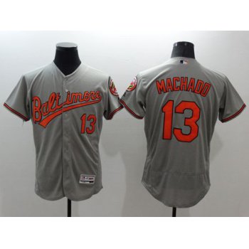 Men's Baltimore Orioles #13 Manny Machado Grey Flexbase Authentic Collection Stitched MLB Jersey