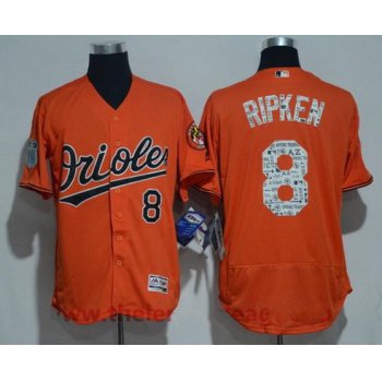 Men's Baltimore Orioles #8 Cal Ripken Retired Orange 2017 Spring Training Stitched MLB Majestic Flex Base Jersey