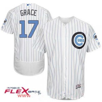 Men's Chicago Cubs #17 Mark Grace White with Baby Blue Father's Day Stitched MLB Majestic Flex Base Jersey