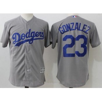 Men's Los Angeles Dodgers #23 Adrian Gonzalez Gray Alternate Stitched MLB Majestic Flex Base Jersey