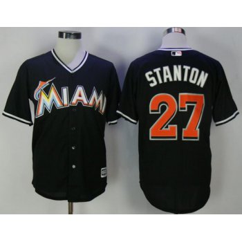 Men's Miami Marlins #27 Giancarlo Stanton Black Stitched MLB Majestic Cool Base Jersey