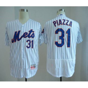 Men's New York Mets #31 Mike Piazza Retired White Stitched MLB Majestic Flex Base Jersey
