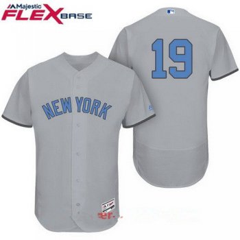 Men's New York Yankees #19 Masahiro Tanaka Gray With Baby Blue Father's Day Stitched MLB Majestic Flex Base Jersey