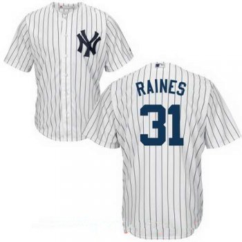Men's New York Yankees #31 Tim Raines Retired White Home Stitched MLB Majestic Cooperstown Collection Jersey