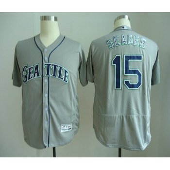 Men's Seattle Mariners #15 Kyle Seager Gray Road Stitched MLB Majestic Flex Base Jersey