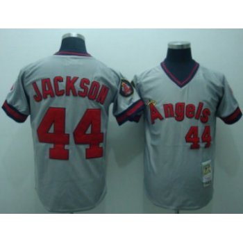 LA Angels of Anaheim #44 Reggie Jackson 1985 Gray Throwback Jersey