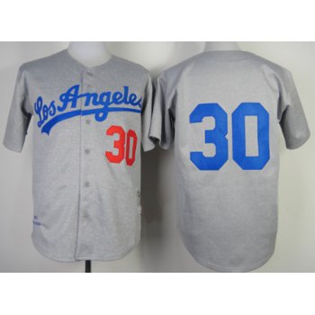 Los Angeles Dodgers #30 Maury Wills 1963 Gray Wool Throwback Jersey