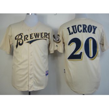 Milwaukee Brewers #20 Jonathan Lucroy Cream Jersey