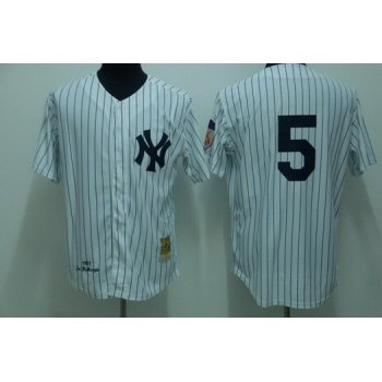 New York Yankees #5 Joe DiMaggio 1951 White Throwback Jersey