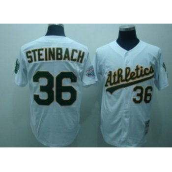Oakland Athletics #36 Terry Steinbach White Throwback Jersey