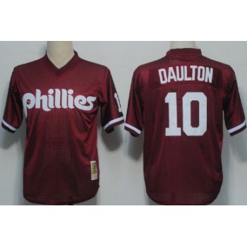 Philadelphia Phillies #10 Darren Daulton 1991 Mesh BP Red Throwback Jersey