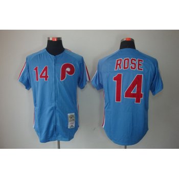 Philadelphia Phillies #14 Pete Rose 1980 Blue Throwback Jersey