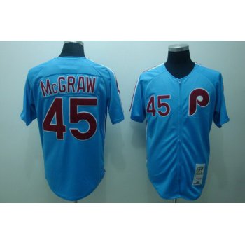 Philadelphia Phillies #45 Tug McGraw 1980 Blue Throwback Jersey