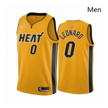 Men Miami Heat 0 Meyers Leonard Yellow NBA Swingman 2020 21 Earned Edition Jersey