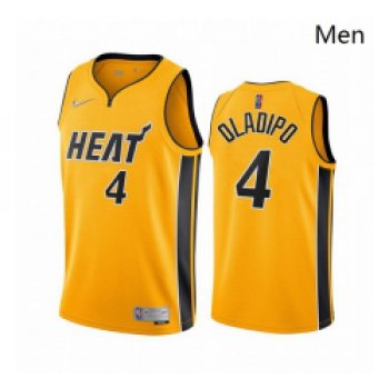 Men Miami Heat 4 Victor Oladipo Yellow NBA Swingman 2020 21 Earned Edition Jersey