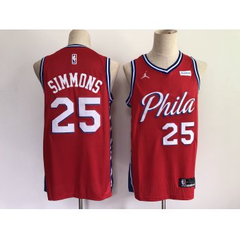 Men Philadelphia 76ers 25 Simmons Red New 2021 NBA Jersey