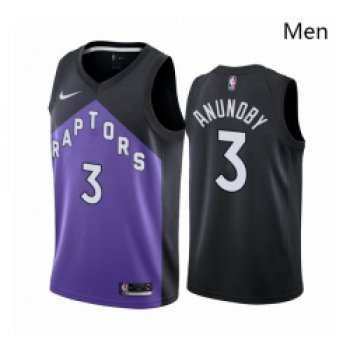 Men Toronto Raptors 3 OG Anunoby Purple NBA Swingman 2020 21 Earned Edition Jersey