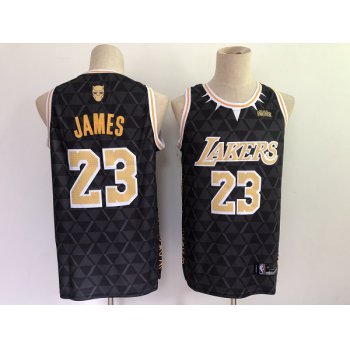 Men's Los Angeles Lakers #23 LeBron James Black Panther Limiter Stitched NBA Jersey