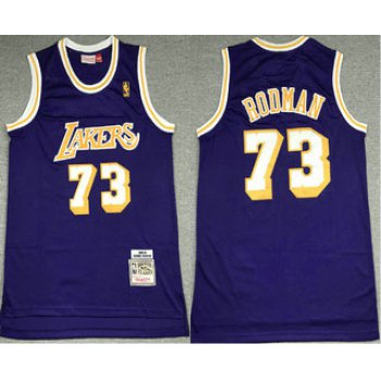 Men's Los Angeles Lakers #73 Dennis Rodman Purple 1998-99 Hardwood Classics Soul Swingman Stitched NBA Throwback Jersey