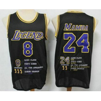 Men's Los Angeles Lakers #8#24 Kobe Bryant Mamba Black Honor Swingman Jersey