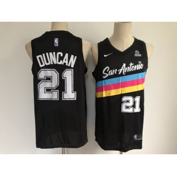 Men's San Antonio Spurs #21 Tim Duncan Black 2021 Nike City Edition Swingman Stitched NBA Jersey With The NEW Sponsor Logo