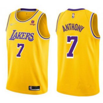 Men's Yellow Los Angeles Lakers #7 Carmelo Anthony bibigo Stitched Basketball Jersey