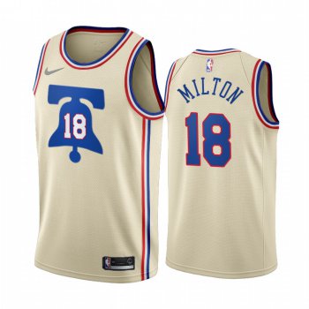 Philadelphia 76ers #18 Shake Milton Cream NBA Swingman 2020-21 Earned Edition Jersey
