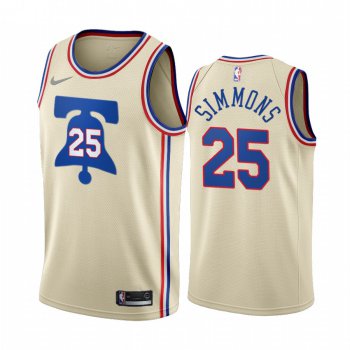 Philadelphia 76ers #25 Ben Simmons Cream NBA Swingman 2020-21 Earned Edition Jersey