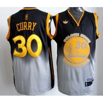 Golden State Warriors #30 Stephen Curry Black/Gray Fadeaway Fashion Jersey