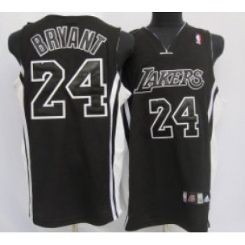 Los Angeles Lakers #24 Kobe Bryant All Black With White Swingman Jersey